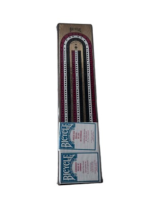 Vtg. Bicycle WOOD CRIBBAGE BOARD Game NEW AND SEALED With Rules Of Game & Pegs