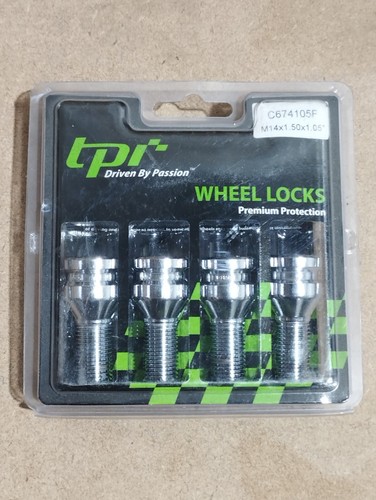 TPI M14 X 1.5 X 1.05" (27MM) Juego de pernos de bloqueo de rueda de coche C674105F PLATEADO - Imagen 2 de 2