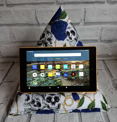 Blau Rose Baumwolle Tech Sitzsack Kissen Kissen Ständer iPad Kindle Android