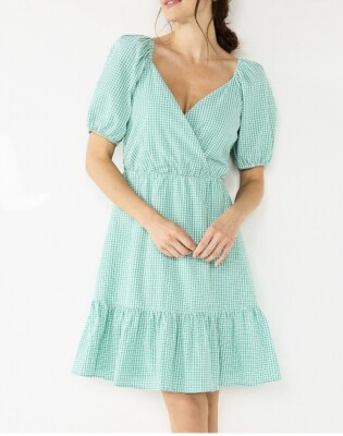 mint green gingham dress Mint Green Gingham Sleeveless Tiered Charlie Midi