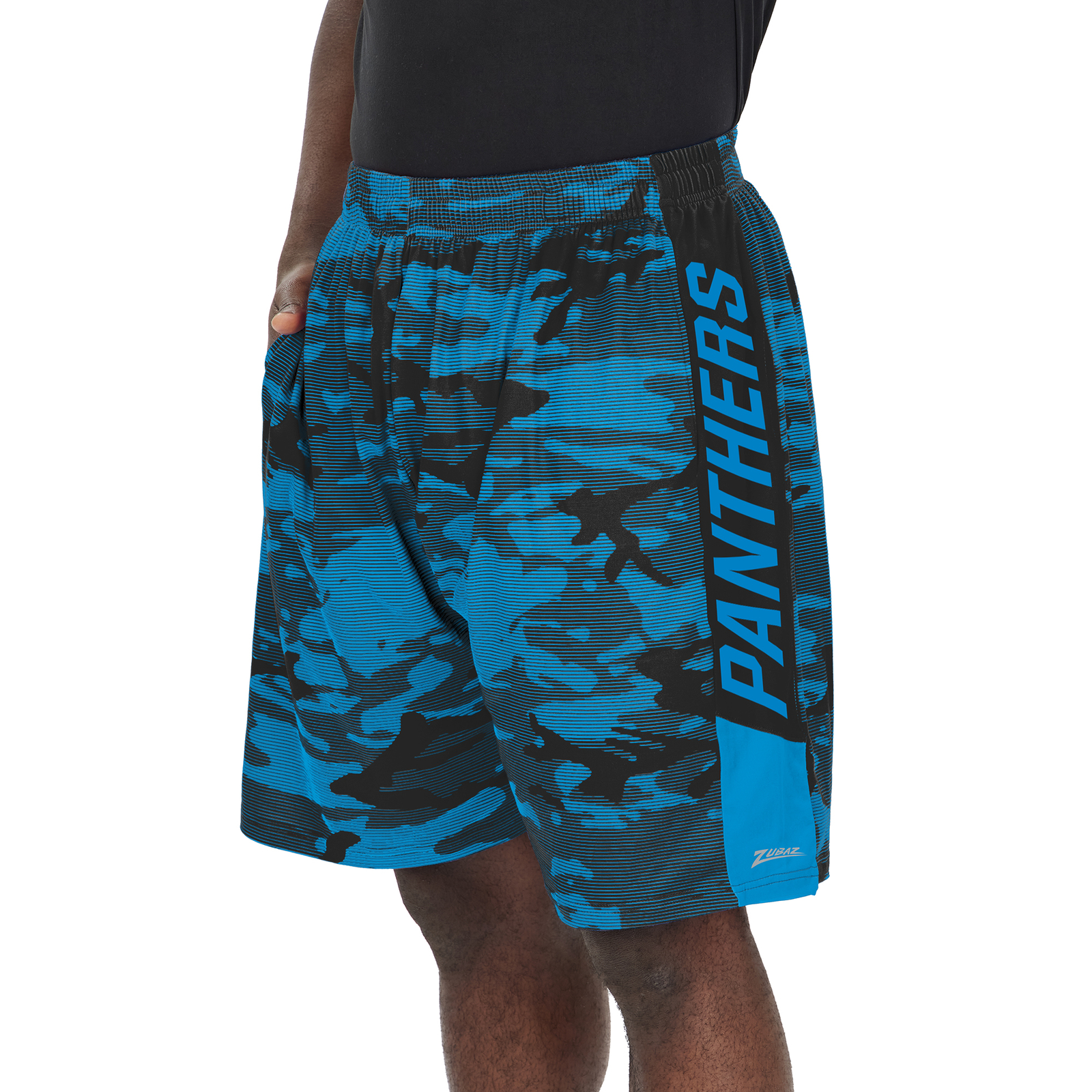 Легкие шорты Zubaz Mens NFL Carolina Panthers с камуфляжными линиями