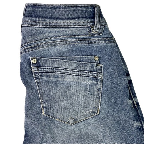 Jeans Democracy para mujer talla 2 azul tecnología Ab denim recto dobladillo deshilachado 27X28 - Imagen 2 de 10