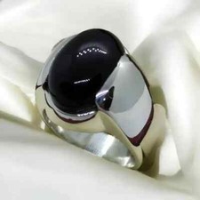 Real Black Agate Sterling Silver 925 Handmade Ring High Quality Black Agate