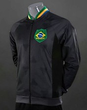 adidas Retro Brazil Brasil TT Track Top Soccer Zip Jacket Black