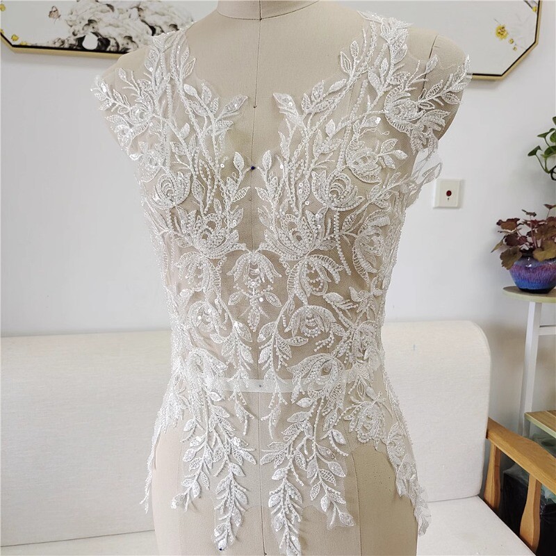 1PC Shiny Sequin Beads Lace Applique Hollow Floral Patch Wedding Dress  Accessory | eBay