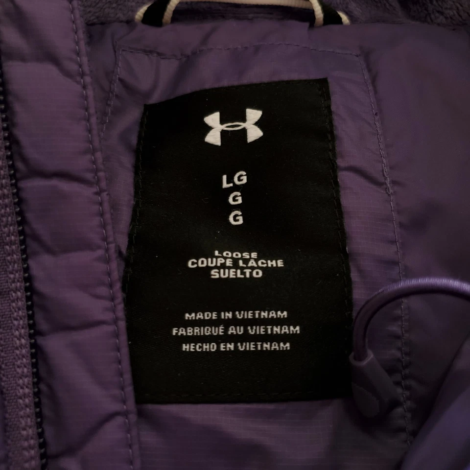 Abrigo parka largo púrpura con capucha Under Armour para mujer grande aislante con cremallera Foto 3 de 4