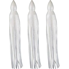 5.5" to 8.5" Octopus Squid Hoochie Replacement Skirt - Pearl White - 3 Pack