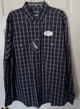 Wrangler Mens Western Pearl Snap Shirt L/S Blue Red Plaid  Size XL NWT