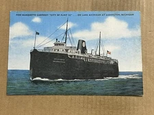 Postcard Pere Marquette Carferry Boat City of Flint 32 Lake Michigan Ludington