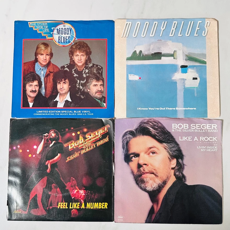 Classic Rock Lot of 14 Single 45 Records - Seger Stones Petty Straits Moody Foto 4 de 4