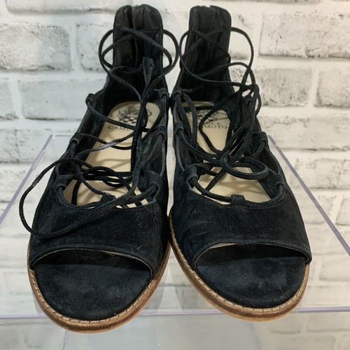 Vince Camuto Rochela Black Suede Lace-Up Wedge Sandal Size 8.5 - Picture 2 of 13