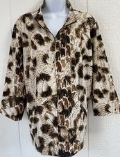 Women s Jacket CHICO S size 3 XL 1X 16/18 lightweight animal print ss25