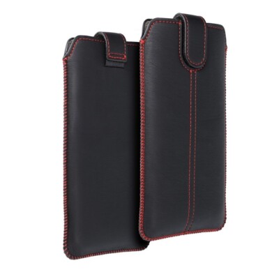 Universal Handy Tasche Einsteckhülle Smartphone Etui schwarz-rot für 6 Zoll