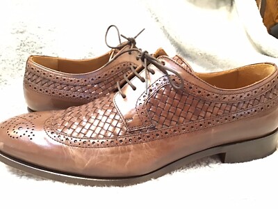 Taft Preston Oxford Woven Leather Wingtip Loafers Made In  display picture 2