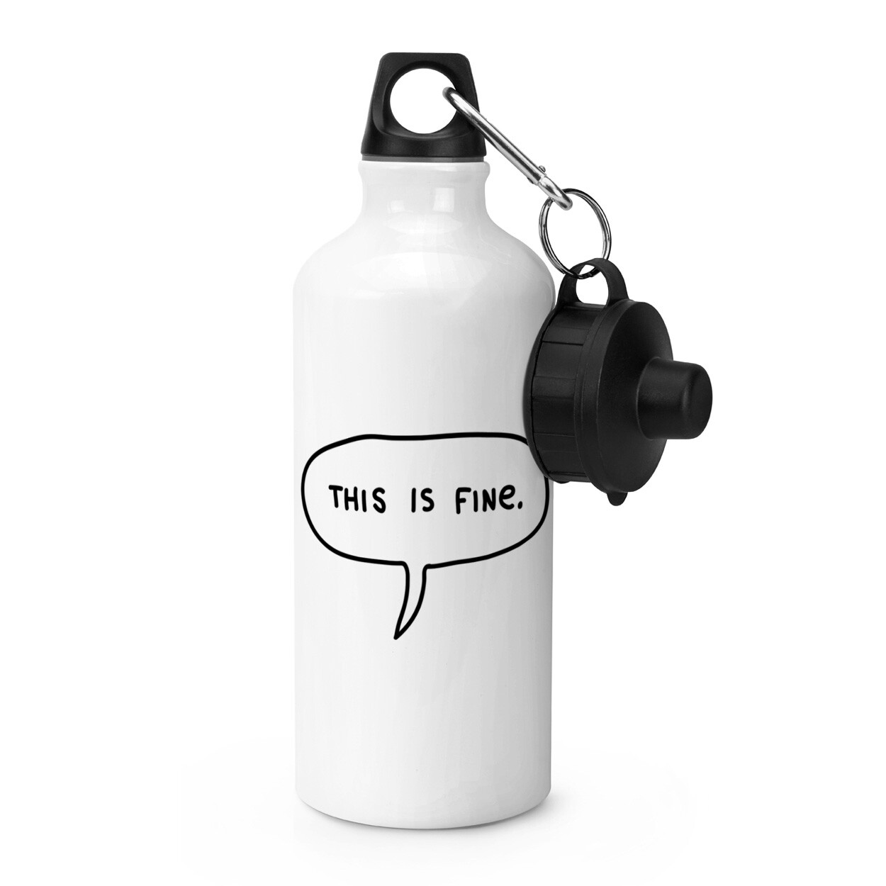 This Is Fine Cartoon Meme Bubble Sports Water Bottle Funny Joke Birthday Sarcasm