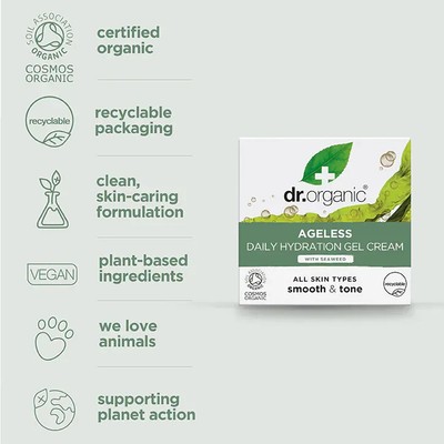 Dr Organic Ageless Daily Hydration Gel Creme Bio Nachhaltig Algen 50ml