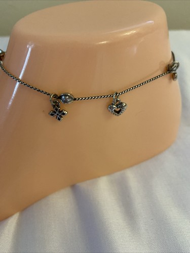 Brighton Fußkettchen mit Herzen Charms versilbert 10” mit erweiterbarem Extra 1” - Bild 2 von 12