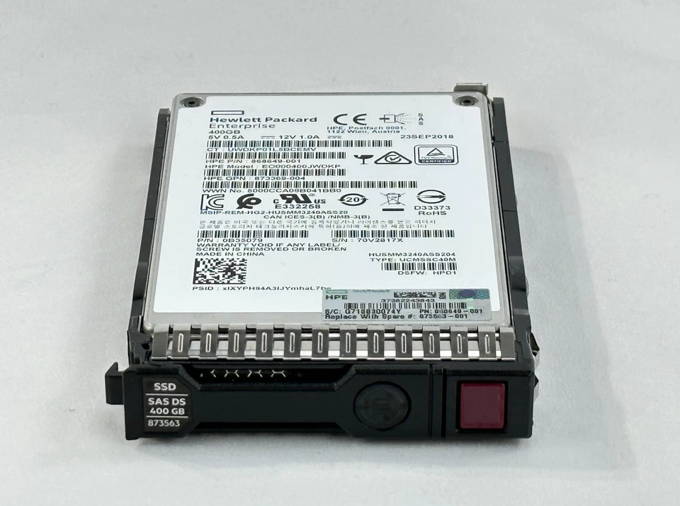 HPE 400GB 12Gb/s SAS SFF SC DS Solid State Drive G8 G9 G10 SSD Gen10 WI 99.8% - Image 2 of 4