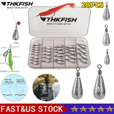 28PCS Fishing Weights Sinker Kit  Assorted Bass Cast Sinker Weights Bell Sinkers