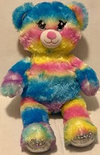 Build A Bear Workshop Rainbow Stripe Sparkle Bear 16  Plush Stuffed Animal