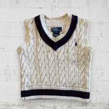 Polo Ralph Lauren Boys Cable-Knit Sweater Vest Size 4T V-Neck Tennis Preppy