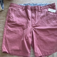 Tommy Bahama Mens Pink Solid Chino Shorts Fla...