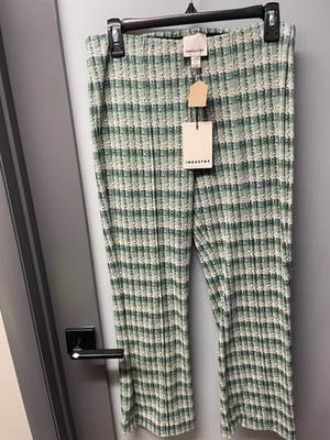 #ad #ad NWT Industry by Anthropologie Green Plaid Flare Pull On Dress Pants Size S $45.00