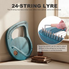24-String Lyre Harp with Tuning Wrench Gift for Beginner Musician Emerald Green