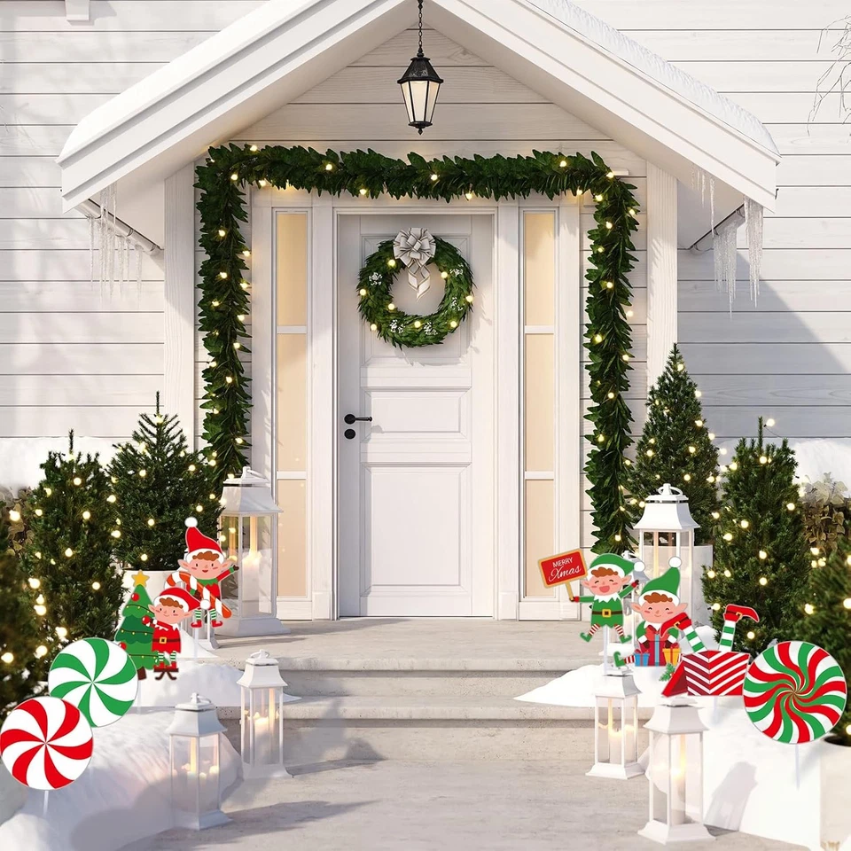 BBTO 12 Piezas Navidad Elfo Patio Letreros Exterior Césped como muestran las fotos Foto 4 de 4