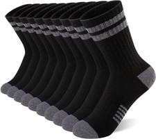 10 Pairs Boys Crew Long Athletic Socks for 4-6 6-8 8-10 Years Old Kids Calf Spor