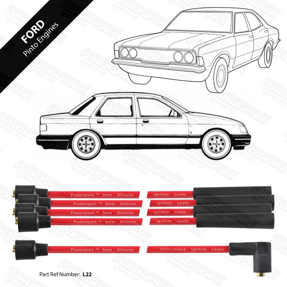 Ford Pinto Electronic Distributor Lucas Sports Coil Red 8mm Silicone HT Leads - Image 4 of 4