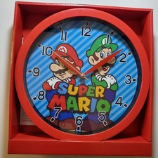 Nintendo Super Mario Bros Mario & Luigi Wall Clock 10” Analog | Red Frame
