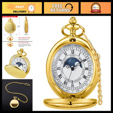 Elegant Pocket Watch - Alloy Steel Quartz, Roman/Arabic Numerals, 37cm Chain, Pe