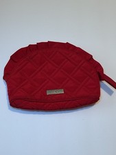 Red Quilted Vera Bradley Makeup Beauty Bag Case Plastic Lining Travel
