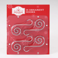 15-Count Large Silver Spiral Christmas Ornament Hooks, 2.13", by Holiday Time