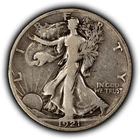 1921-S 50c Walking Liberty Silver Half Dollar - Fine/VF Key Date - SKU-H3908