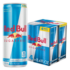 Red Bull Sugarfree Energy Drink, 8.4 fl. oz., Pack of 4 Cans, 80mg Caffeine, Tau