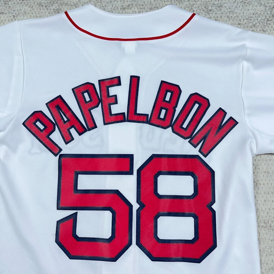 Camiseta de béisbol Boston Red Sox adulto pequeña blanca Jonathan Papelbon majestuosa para hombre Foto 4 de 4