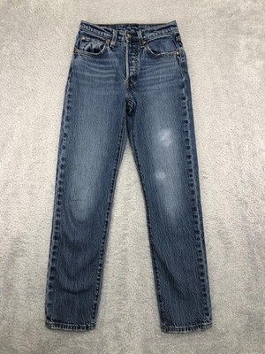 Levi's 501 Jeans Womens 25x29 Blue Premium Distressed Big E