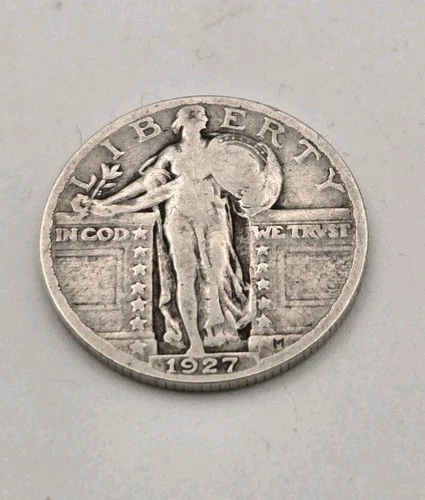 1927 Standing Liberty Quarter US 90% Silver Coin Type II Philadelphia SLQ