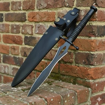 British Army Fairbairn Sykes Commando Knife 3rd Pat Steel Handle Leather Case
