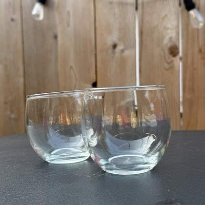 Vintage Roly Poly Whiskey Glasses Etched Barware