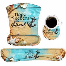 Keyboard Wrist Rest and Mouse Pad Wrist Support Set with Coasters, Non-Slip P...