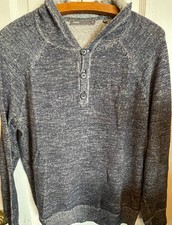 Vince Men M-S Indigo Cashmere Quarter Button Down Pullover Hoodie VGC