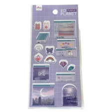 Daiso 2D Purple Planet Sticker Sheet