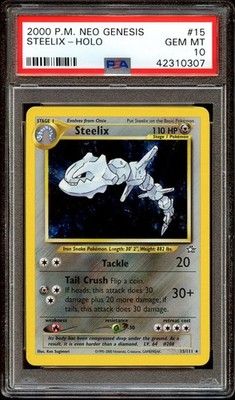 PSA 10 GEM MINT Steelix 15/111 HOLO RARE Neo Genesis Pokemon Card