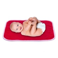 Travel Portable Washable Warm Soft Baby Diaper Red Changing Pad Mat Blanket