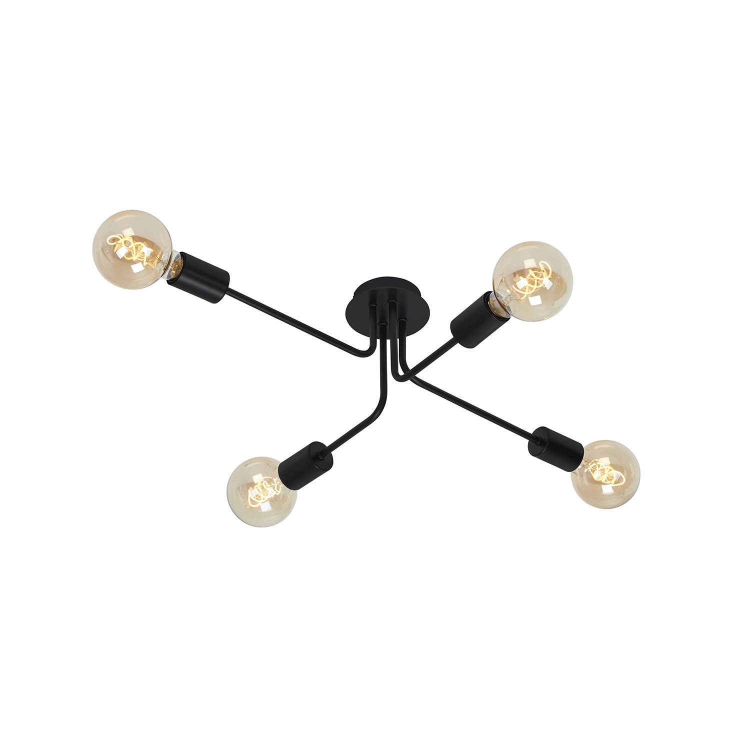 Plafoniera Nordico Kuglo Metallo Nero 4 Luci E27 - Lampadario Design