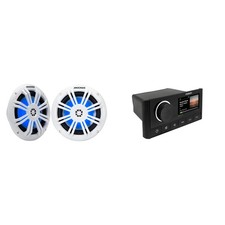 Kicker 51KM604WL KM 6.5" 4  LED Marine Coaxial Speakers - Pair , Bundled with...