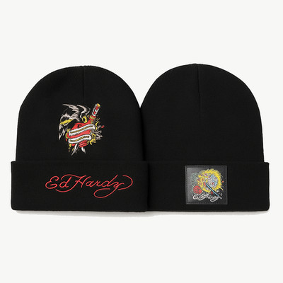 Ed Hardy Floral Black Knit Beanie Ed Hardy | Accessories | Ed Hardy Pink And Gray Beanie Set  main image 3